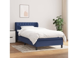 Vidaxl Cama Com Molas/colchão 90x200 Cm Tecido Azul