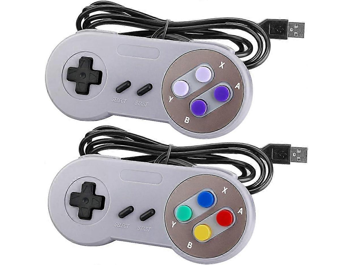 Laelr Snes Usb Controller 2-pack Wired Retro Snes Game Controller For Super Nintendo With 5 Metros Usb Extension Cables Joypad Controller For Windows