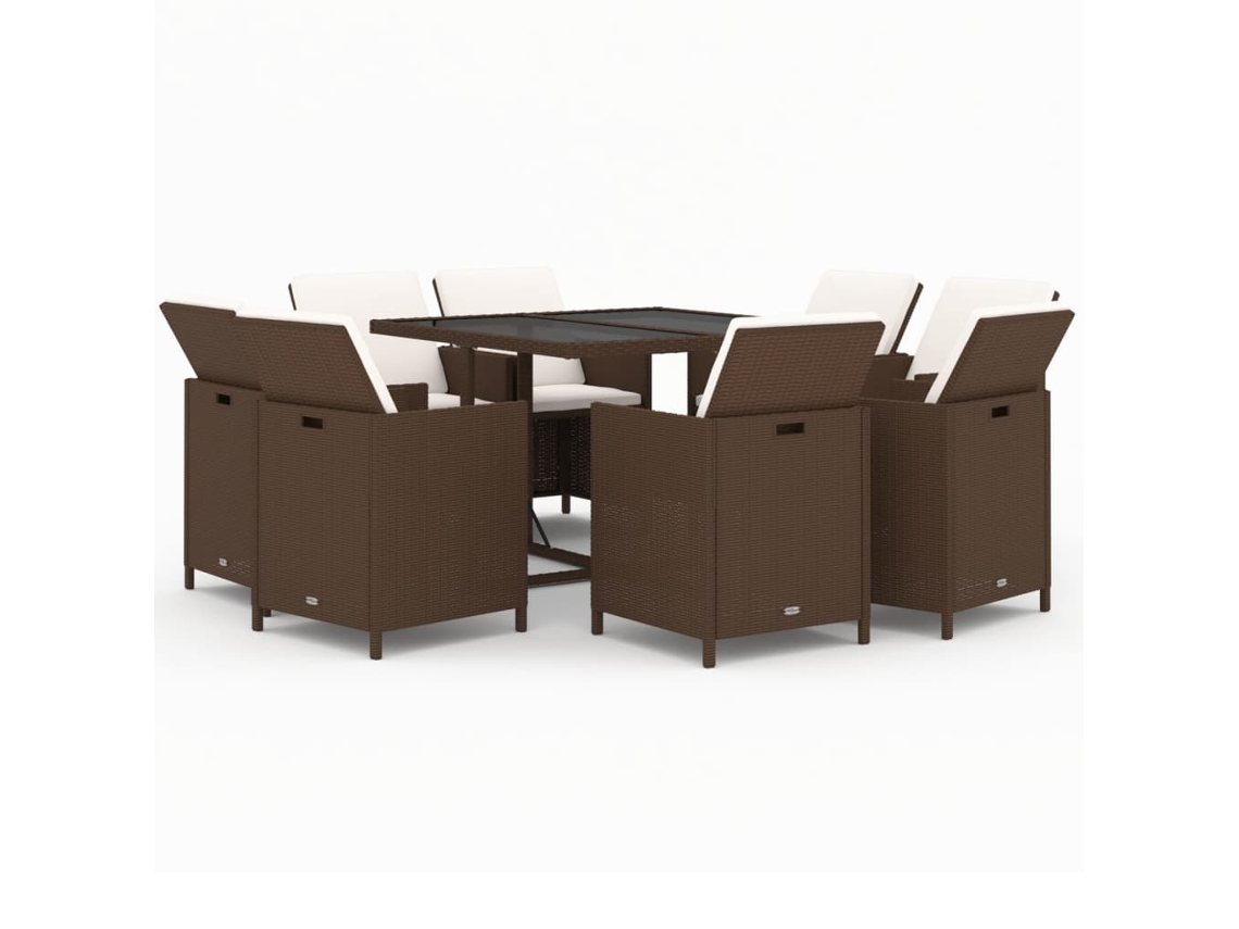 Garden Dining Set, Garden Dining Sets Vidaxl Marrom Rattan / Vime (109 Cm Table Length)