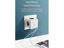 Adaptador De Tomada Inteligente Europeu Com Proteção Contra Surtos, Extensão De Parede Quadrada, Tomada E01 Eu Olysi Shop