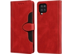Capa Fólio Slots Fecho para Samsung Galaxy A12 HONGWE. Anti-Choque Magnética com Porta-Cartões Vermelho
