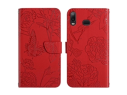 Capa De Celular Em Couro Sintético Com Textura De Borboleta E Peônia Para Samsung Galaxy A10s