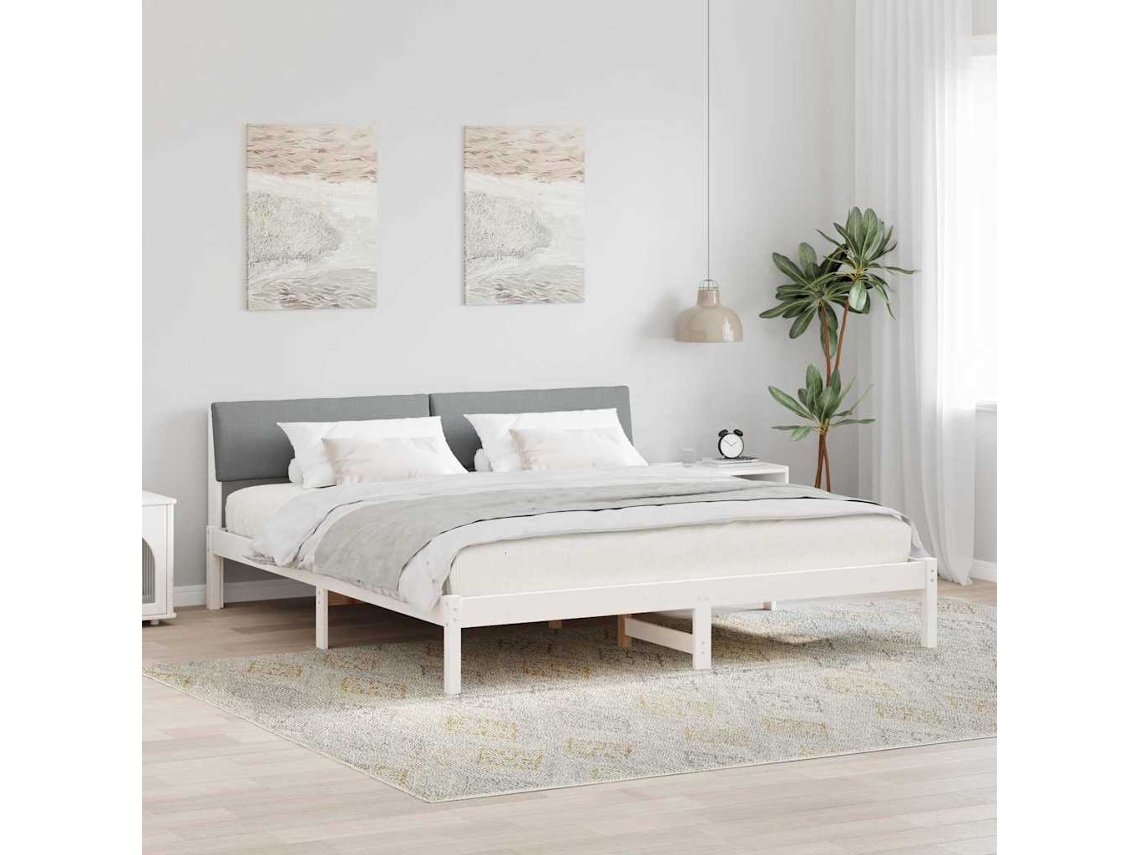 Vidaxl Estrutura Da Cama Branco E Cinza Claro 180 X 200 Cm