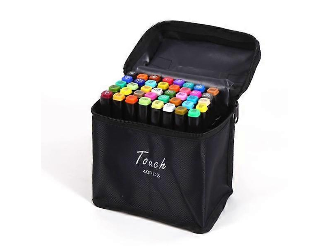 Pacote com 40 Canetas Texto com Estojo Ponta Dupla Multicoloridas AQUAFORGE