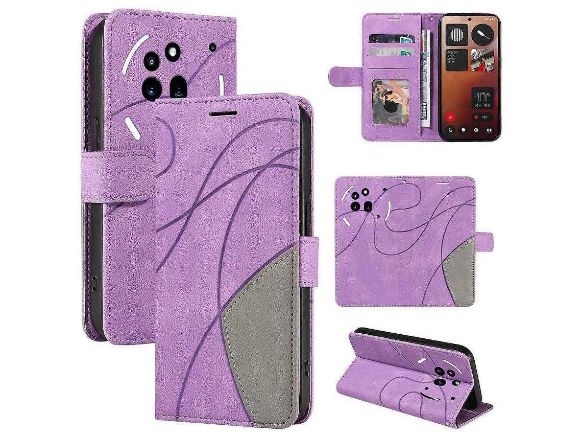 Capa De Celular Flip Em Couro Bicolor Para Nothing Phone 3a Pro