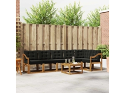 Vidaxl Conjunto De Sofás Para Exterior 7 Pcs Natural E Preto
