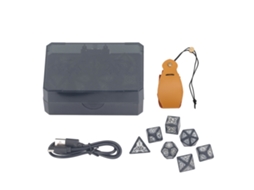 Set De 7 Dados Luminosos Multicolor Com Led Recarregáveis Para Jogos De Mesa Com Bolsa Amarela