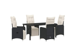 Conjunto de Jantar para Jardim 5 Pcs Preto Vime Pe MAISON EXCLUSIVE