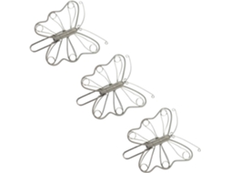 Luxshiny Conjunto De 3-clipes Papel Em Aço Inoxidável Prateado Formato Borboleta, Estilo Portátil E Decorativo Para