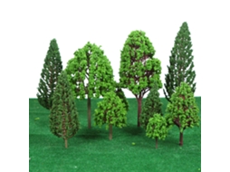 Business 33 Peças Mini Árvores de Plástico Verdes para Modelos, Decoração de Jardins | S/MARCA