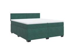 Cama com Molas/colchão 200x200 Cm Veludo Verde escuro MAISON EXCLUSIVE