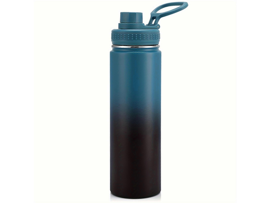 Garrafa Térmica De 650ml/22oz Com Canudo, Em Aço Inoxidável, Com Tampa, Parede Dupla, Ideal Para Viagens, Cor Sólida.