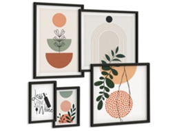 Um Conjunto De Imagens Decorativas Em Uma Moldura Ruas Litorâneas Charmosas Moldura Preta Pinturas De Quarto Espelharte (conjunto De 5 Imagens)