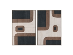 Pintura Home Esprit Castanho Bege Abstrato Veludo Urbana (2 Unidades)
