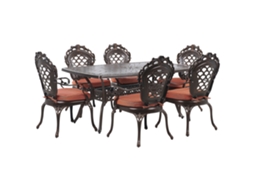 Conjunto De Refeição De Jardim Com Cadeiras Beliani Lizzano De Alumínio Castanho Escuro 165x102x72