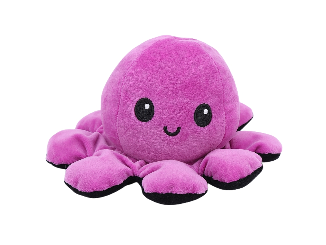 Ats muñeco de Peluche Pulpo Reversible de Doble Cara Animal Flip Multicolor Juguetes para Bebés (moradonegro)