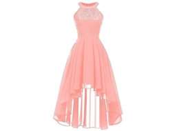Vestido Vintage Feminino De Calcinha Alta-baixa Com Rendado Floral Para Festa De Cocktail E Ocasiões Especiais Rosa