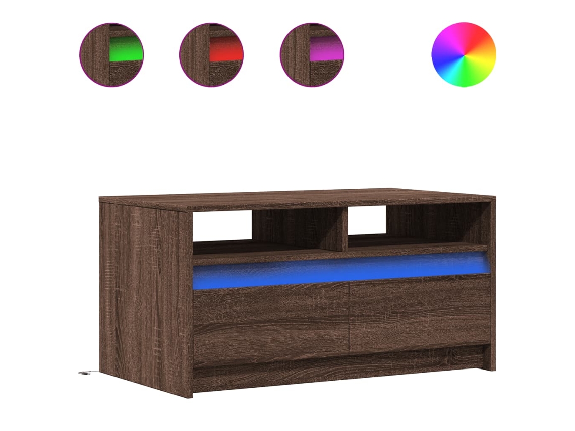 Mesa de Centro com Luzes Led Derivados de Madeira Carvalho Castanho MAISON EXCLUSIVE (não disponível)