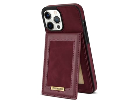 Suporte Casa Bloqueio Rfid Para Iphone 13 Pro N.bekus Pele Sintética Com Porta-cartões Vermelho