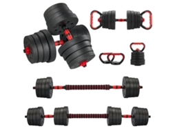 Conjunto De Halteres Ajustáveis ​​​​6 Em 1, 30 Kg, Kettlebells, Halteres, Barra E Suporte Para Flexões.