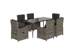 Conjunto de 7 Jantar para Jardim com Almofadões Vime Pe Cinza MAISON EXCLUSIVE