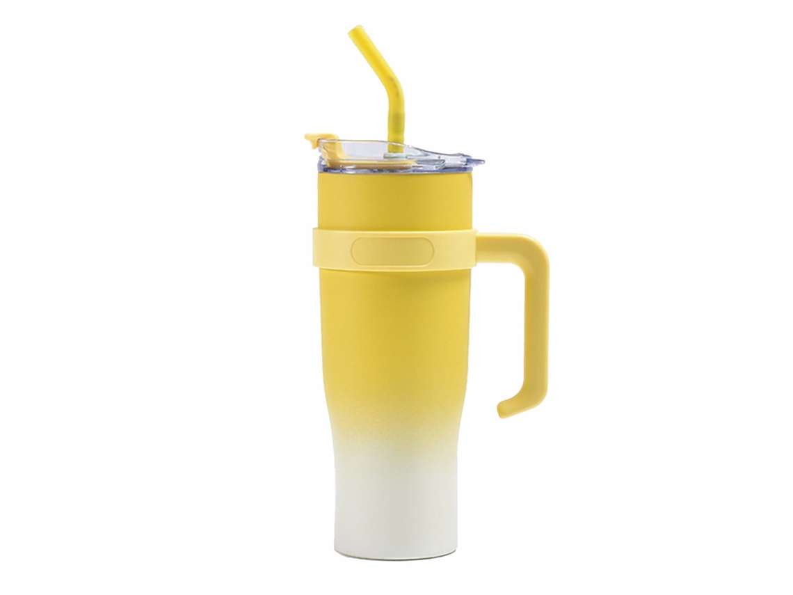 Copo Térmico De Grande Capacidade 40oz Com Pega - Caneca De Vácuo Para Carro Com Palhinha E Isolamento
