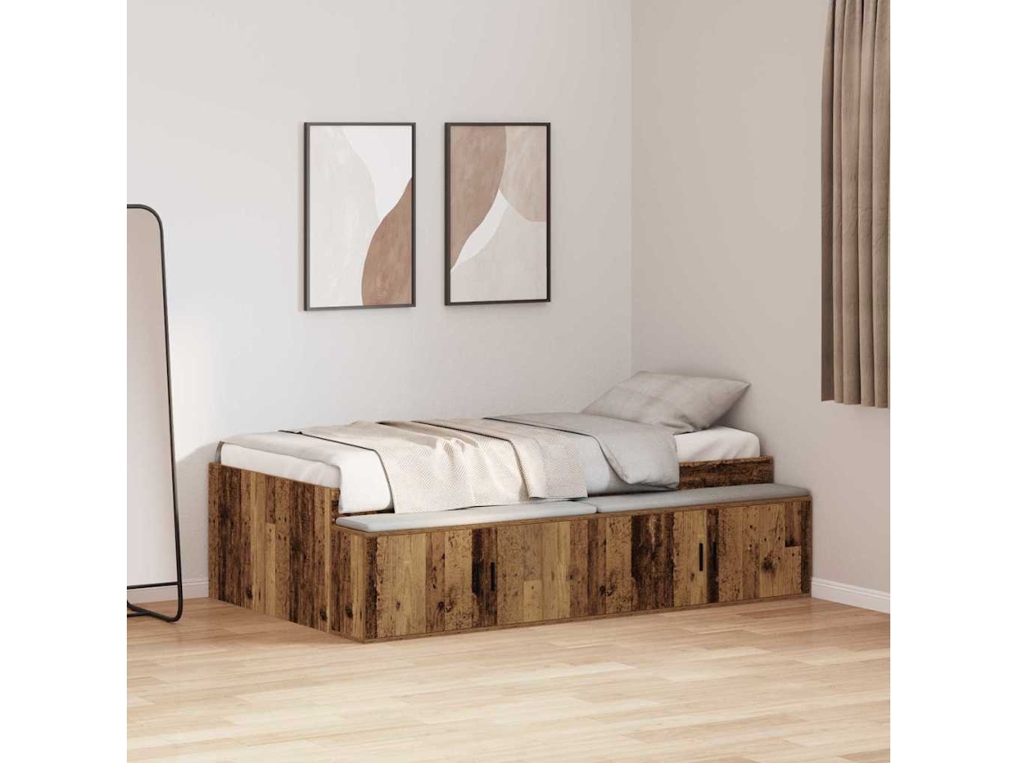 Vidaxl Estrutura Da Cama Com Gaveta Madeira Antiga 90 X 200 Cm
