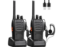 Rádio Walkie Talkie de Longo Alcance, Recarregável, 16 Canais Pmr, com Fone e Carregador USB AQUAFORGE