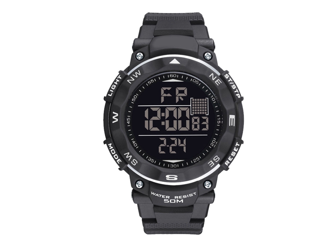 Reloj Digital Deportivo Smael Impermeable Con Correa De Pu Y Luz De Fondo Negro Gris