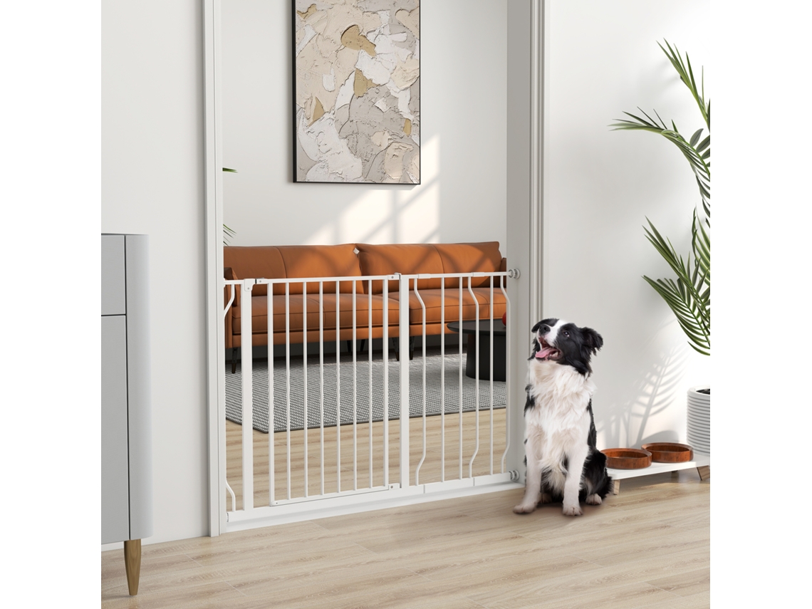 Barreira de Segurança Ajustável para Pets, com 75 a 115 Cm de Comprimento e 76 Cm de Altura, na Cor Branca