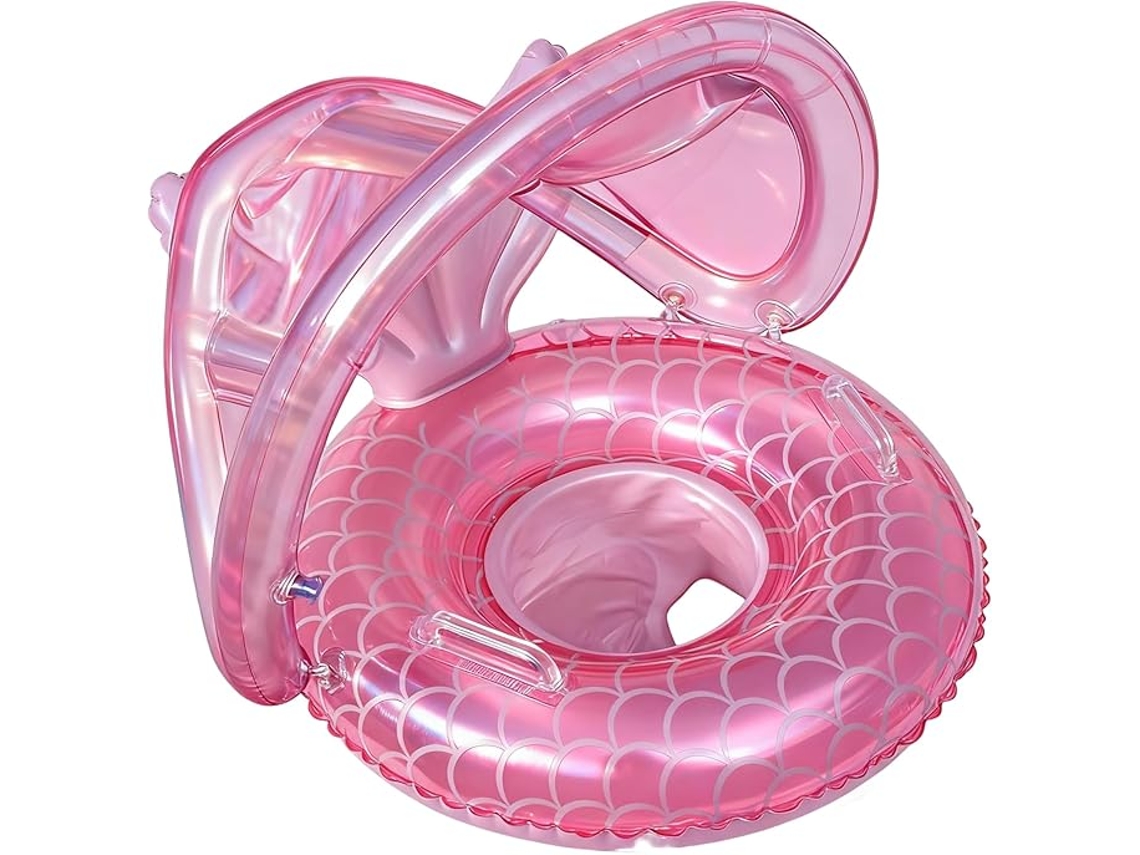 Bote inflável infantil sereia para piscina, para treinamento de bebês de 6 a 48 meses, rosa SIURN
