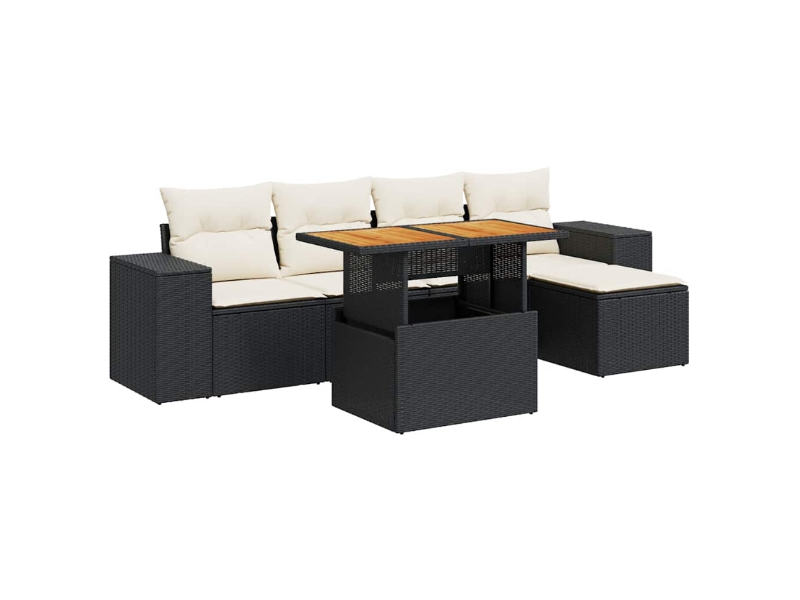 Garden Sofa Set, Garden Sofa Sets Vidaxl Preto Rattan / Vime (n/a)