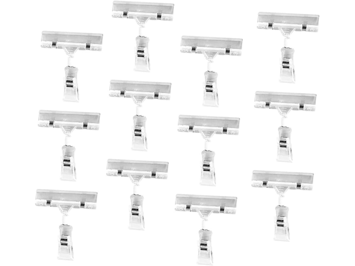 Conjunto Cabilock com 25 Etiquetadoras Transparentes com Suportes de Exibição e Clipes de Plástico para Organização