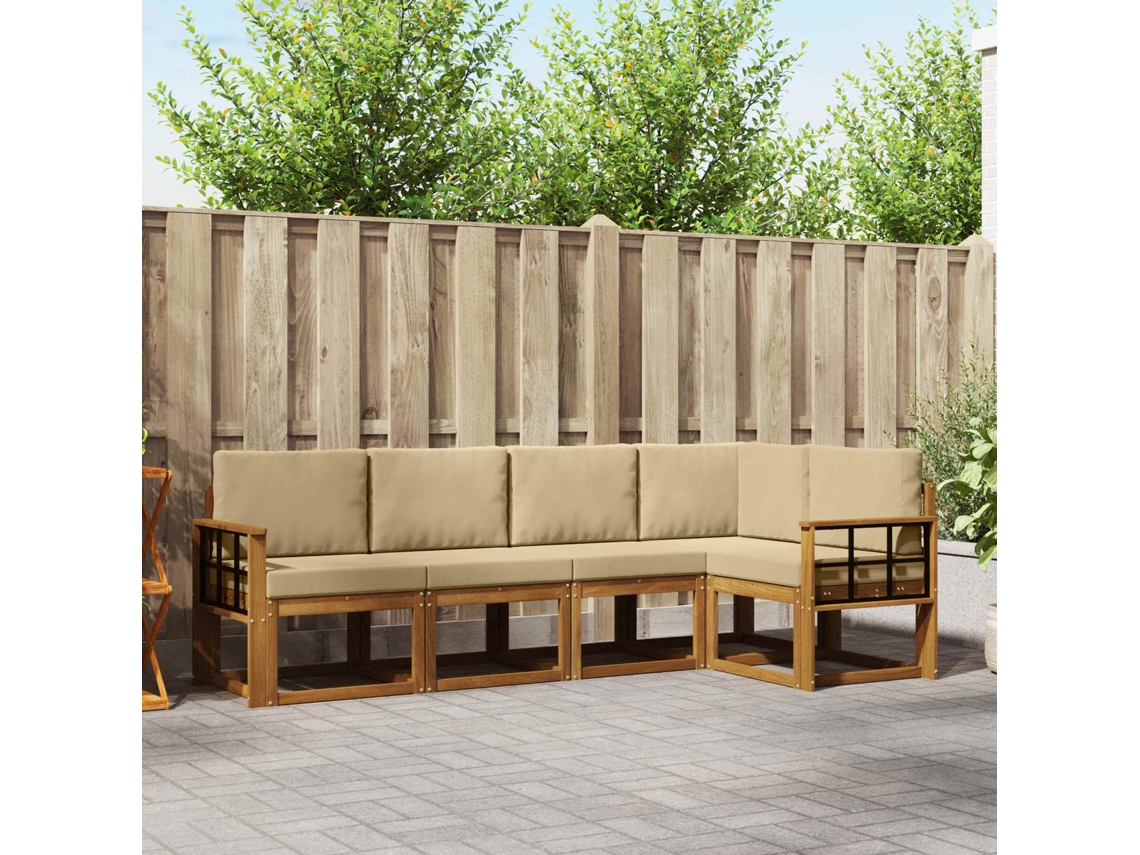 Vidaxl Conjunto De Sofás Para Exterior 5 Unid. Natural E Bege
