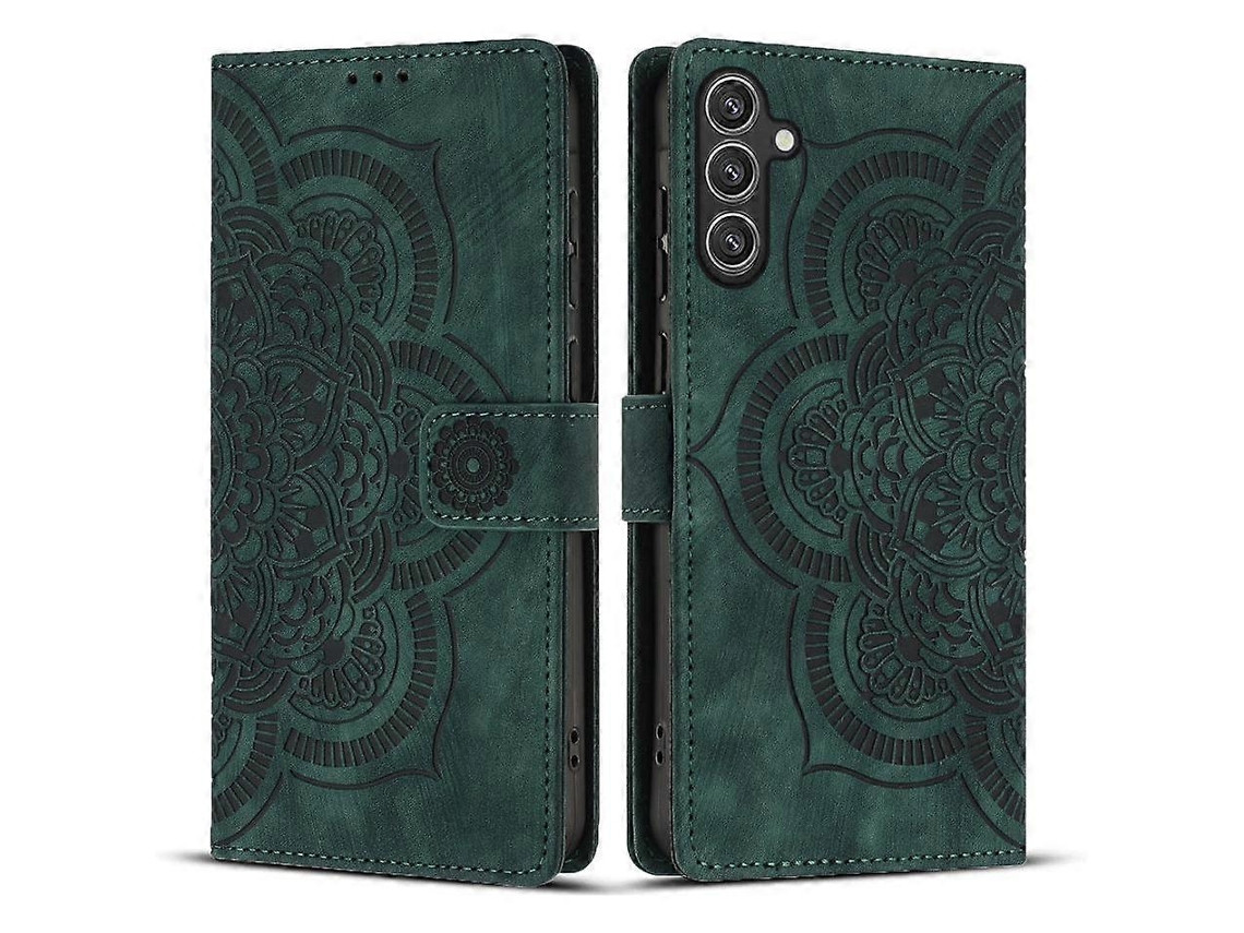 Capa De Celular De Couro Fosco Retrô Com Estampa De Mandala