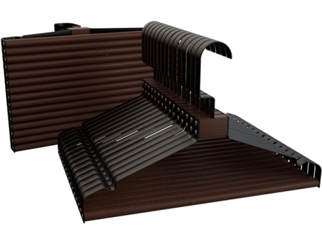 Cabide de Metal com Barra de Madeira e Entalhes Cor Preto Antiderrapante e Resistente Cabides para Roupas COM-FORT HOUSE
