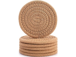 6 Piezas De Posavasos De Bebidas De Algodón Tejido, Absorbentes Y Resistentes Al Calor, Regalo Ideal (marrom)