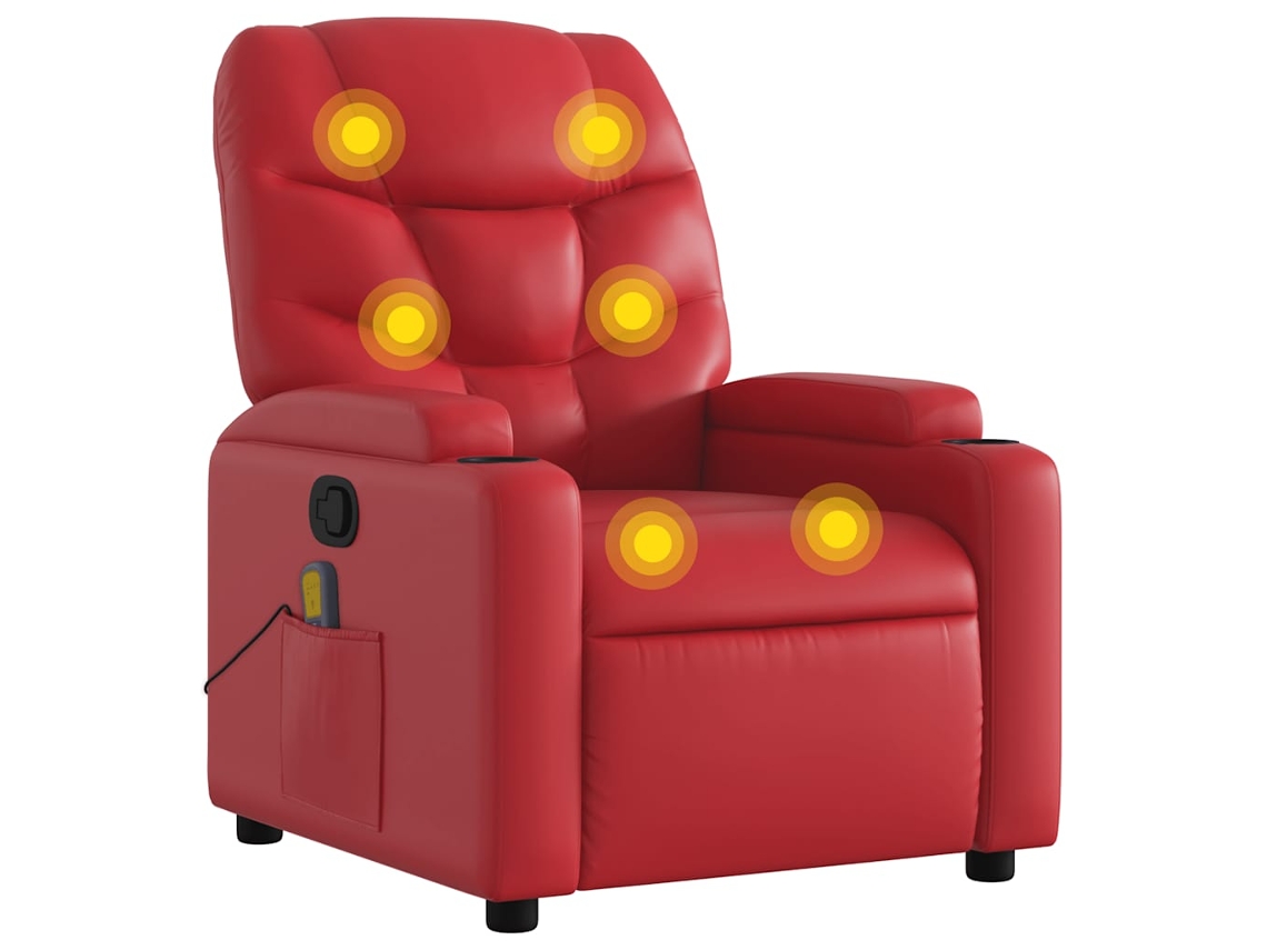 Massage Recliner Chair, Massage Recliner Chairs Vidaxl Vermelho Couro Artificial