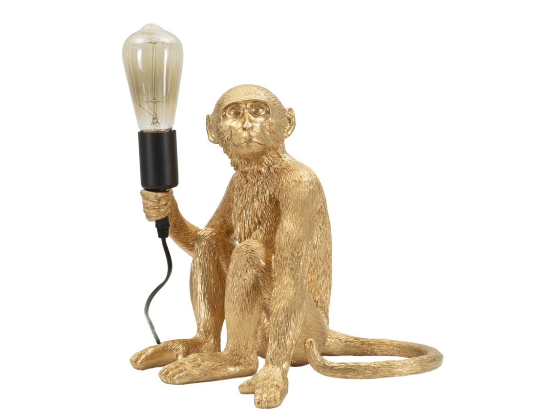 Candeeiro de mesa Monkey 2, poliéster, dourado, 33 x 33 x 32 cm, Epikasa