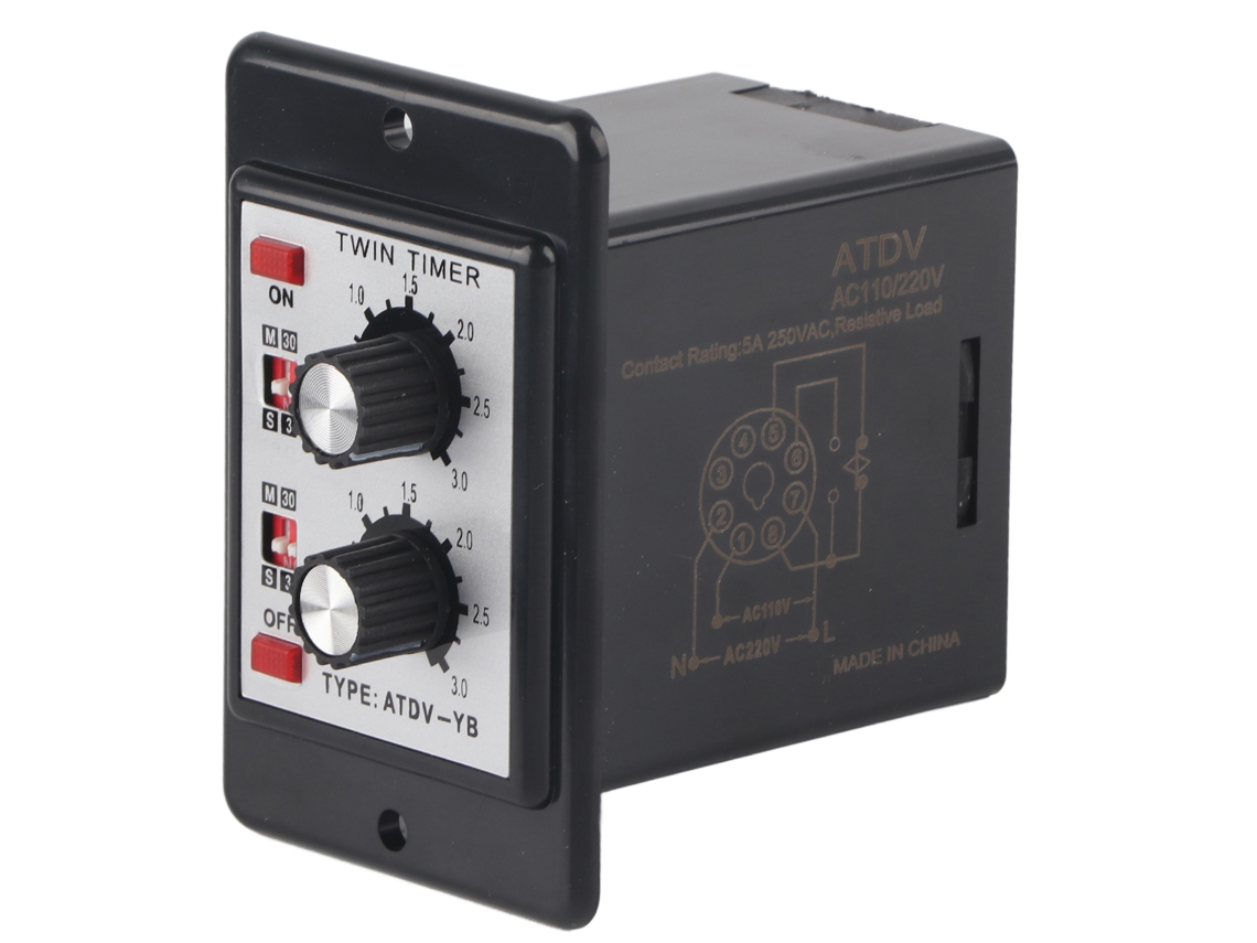 Relé Interruptor Temporal De Control Knob On Off Twin Timer Atdv Yb Ac110v 220v 50/60hz