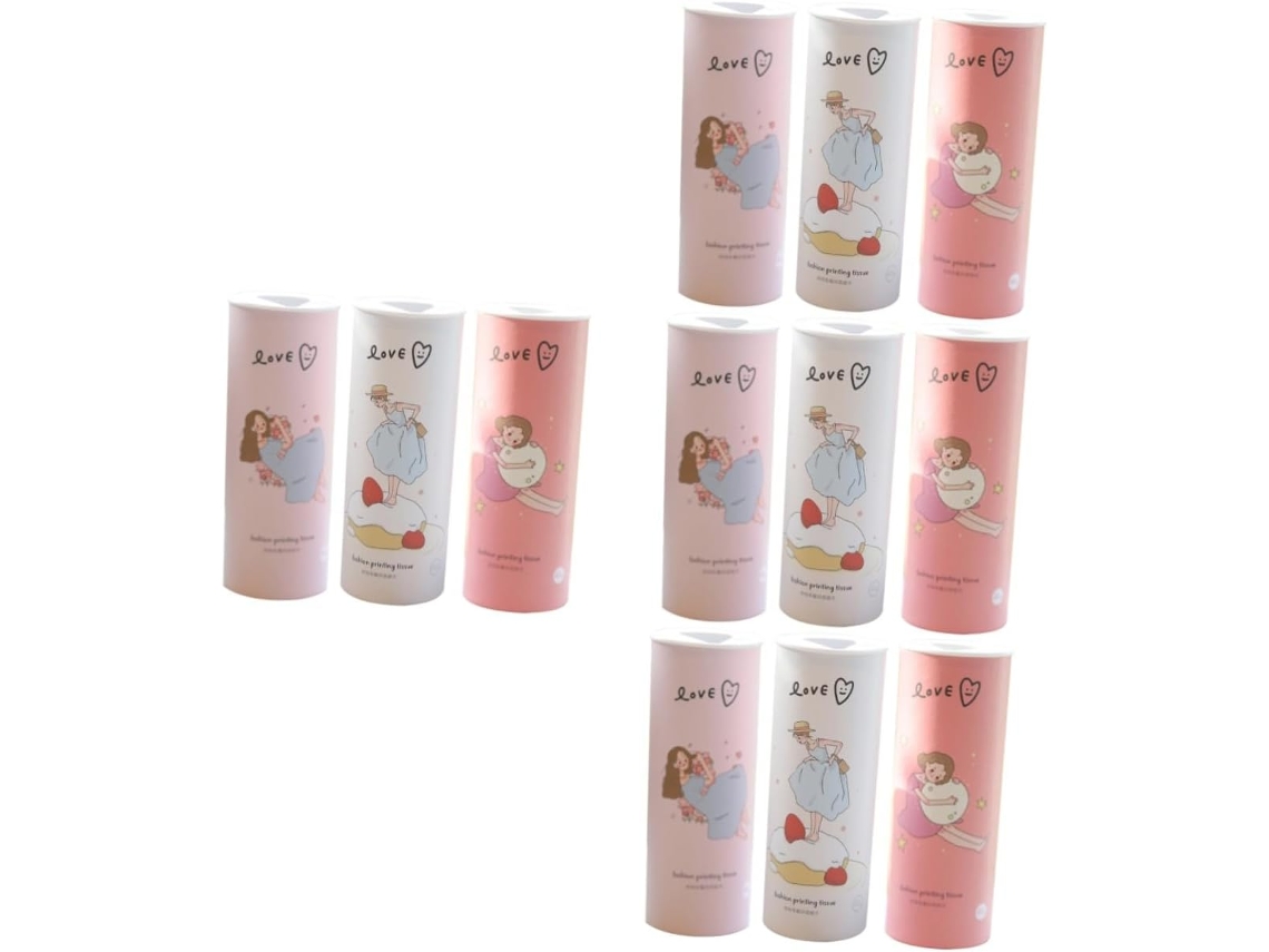 Conjunto Com 4 Cilindros Decorativos De Lenços De Papel Para Carro, Impressos Em Papel, Ideais Para Uso Portátil No Rosto E Nas Mãos.