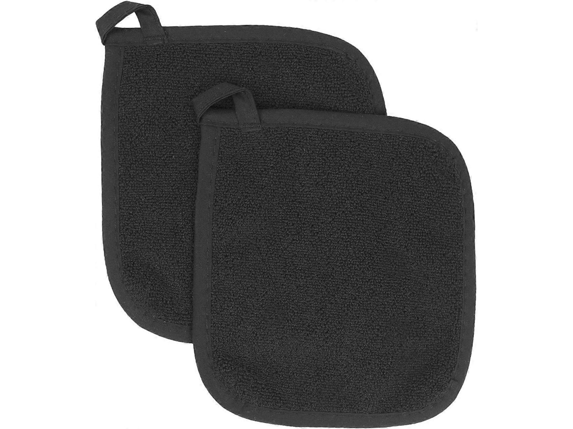 Set de 2 Fundas para Ollas de Algodón Terry, Protectoras de Cocina, Anti ensuciaduras Y Versátiles Negro