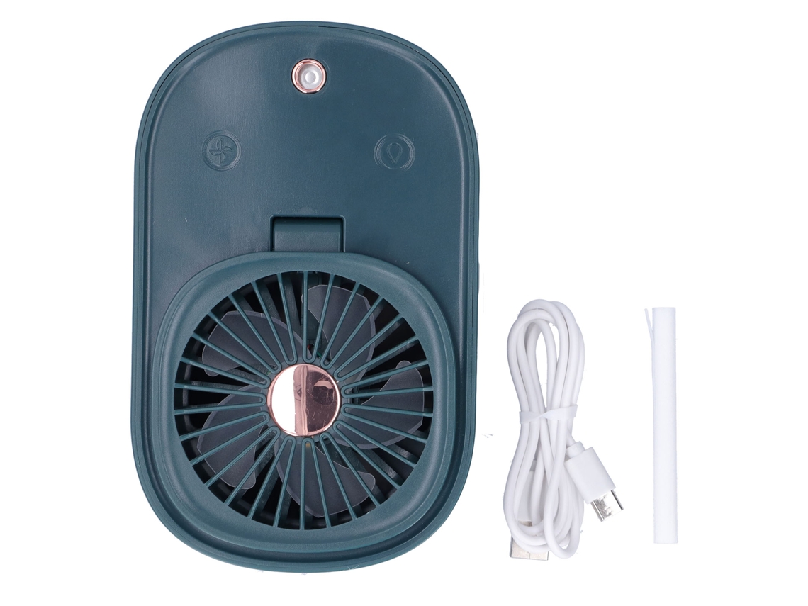 Ventilador elétrico dobrável 90° portátil umidificador 3 níveis de velocidade 5 pás azul escuro S/MARCA