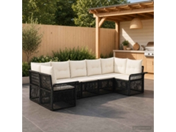 Vidaxl Conjunto De Sofá De Jardim 7 Unid. 7-número De Lugares Preto