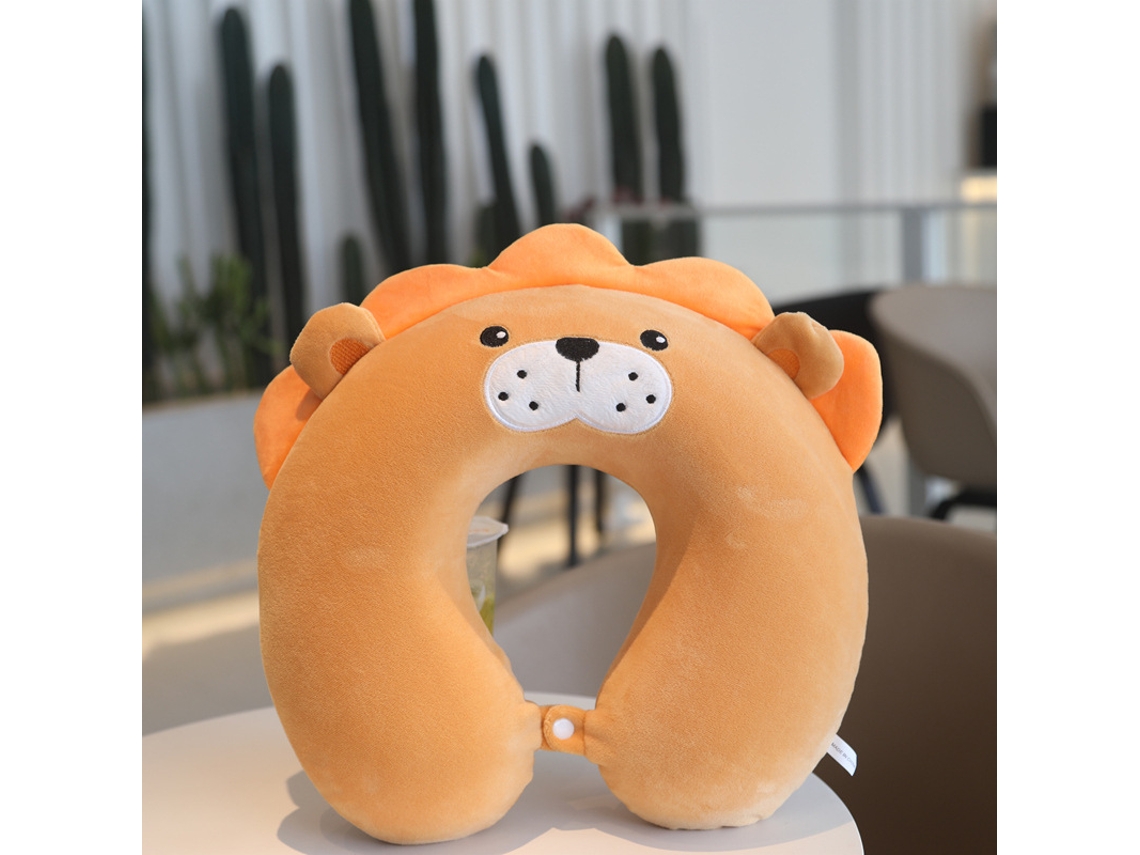 Almofada de Viagem Infantil, Almofada Cervical Formato U com Estampa de Animal, Feita de Espuma Viscoelástica Pura com Capa Lavável AQUAFORGE