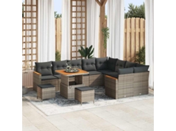 Vidaxl Conjunto De Sofá De Jardim Com Almofada 12 Pcs Cinzeto