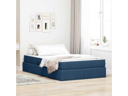 Vidaxl Cama Com Arrumação E Colchão Azul 120 X 200 Cm Poliéster
