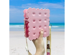 2026 botella de Água com Canudinho Linjou Kawaii Biscoito Rosa 380ml Segura e Portátil