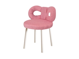 Cadeira Para Toucador, Estrutura Em Aço Carbono, Resistente Até 150kg, Design De Encosto Arqueado Com Laço, Veludo Macio, Moderna, Rosa