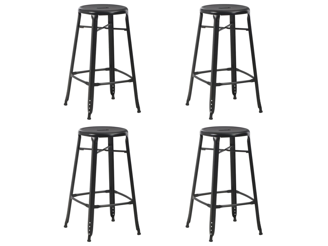 Vidaxl Bancos De Bar 4 Pcs Aço Preto